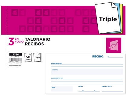 TALONARIO LD RECIBOS 18442/T336 1/3FºA 3