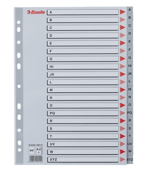 SEPARADOR ESSELTE AZ A4 PP 100112 GRIS