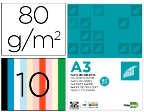 PAPEL COLOR SU.A3/80gr LD 67883/PC92 100
