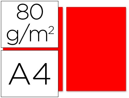 PAPEL A4 80gr ROJO LD 28250/PC58 P100