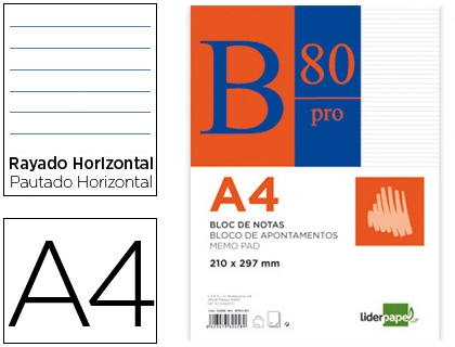 BLOC NOTAS LD A4/80H HORIZ.32458/PR02