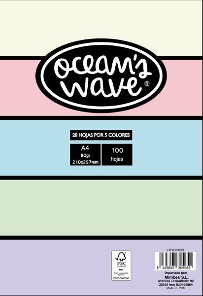 PAPEL A4 80 OW PASTEL 5C OCW70030 P/100