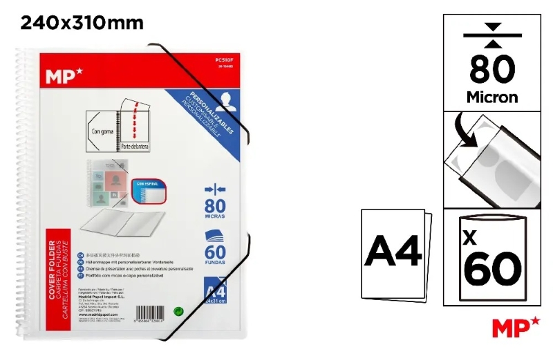CARPETA MP 60-FUNDAS A4 C/ESPIRAL PC510F