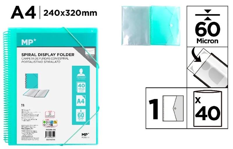 CARPETA MP 40-FUNDAS A4 ESP.PC530-03 VER