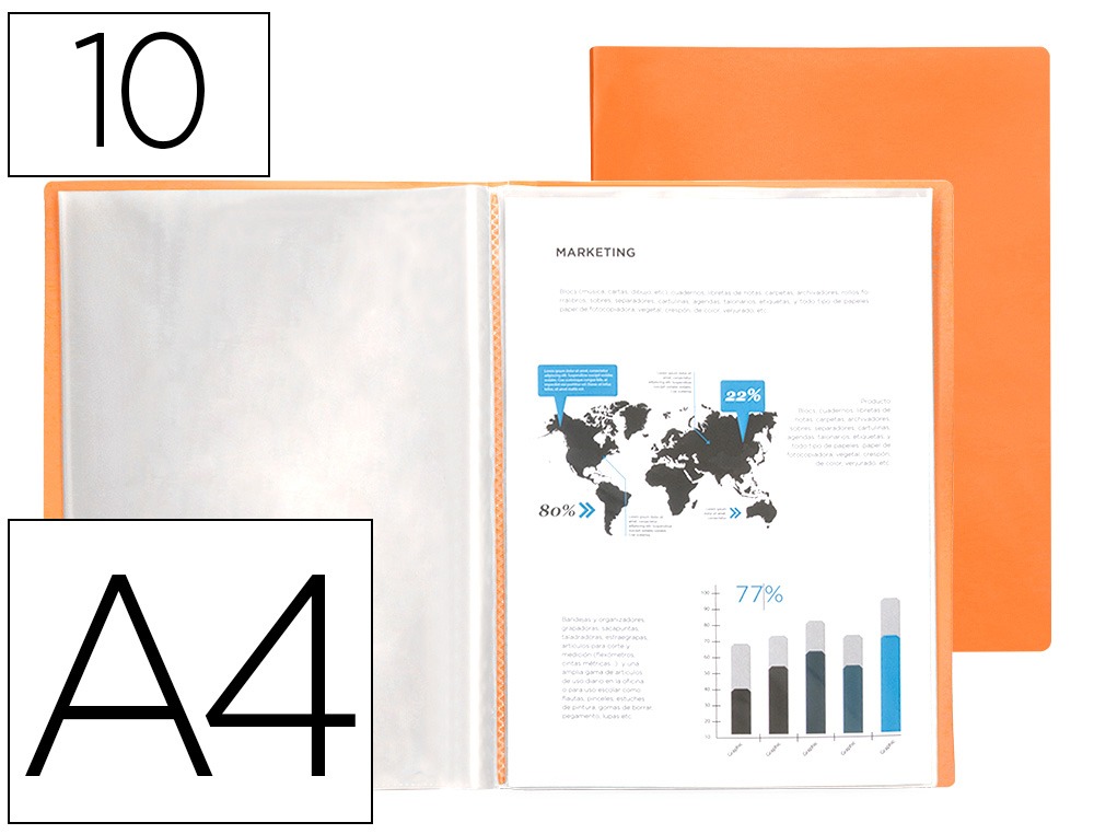 CARPETA 10-FUNDAS A4 NARAN.LD 10991/EC62