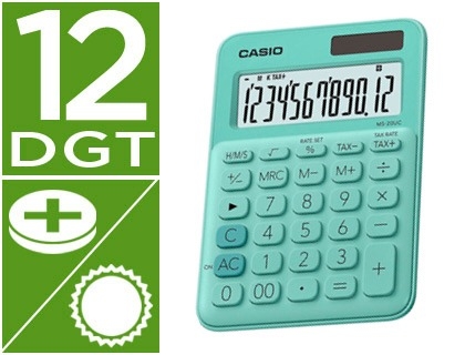 CALCULADORA CASIO SOBREM.12-D MS-20UC-GN