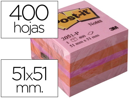 NOTAS ADH.ROSA POST-IT 2051P 51x51 39335