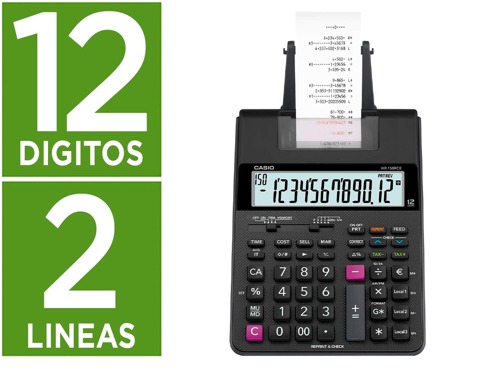 CALCULADORA CASIO IMPRES.12-D HR150RCE