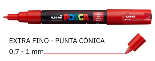 ROTULADOR UNI POSCA PC-1M ROJO