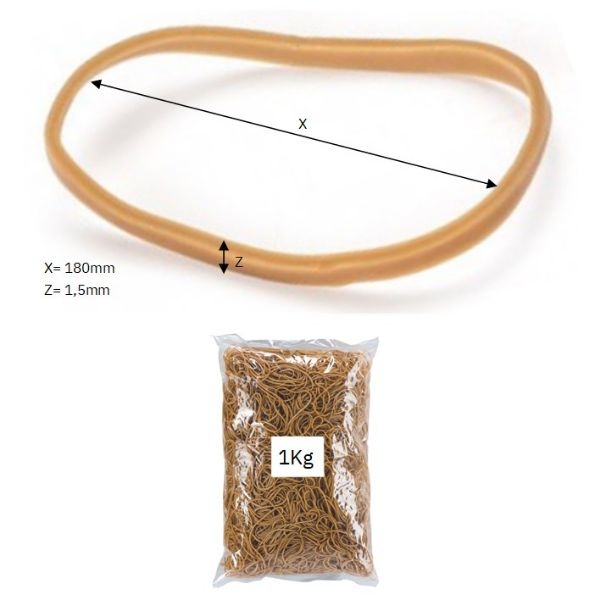 GOMAS ELASTICAS BANDEX 180mm BOLSA 1 KG