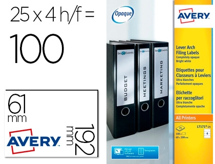 ETIQUETA AVERY 61x192 155943/L4761-25 C/