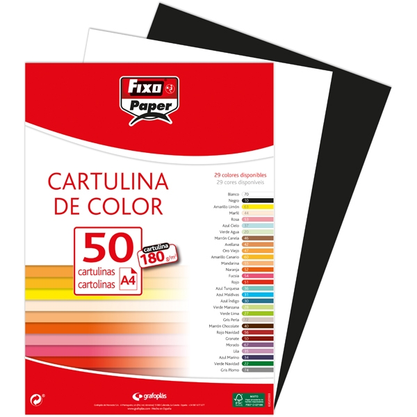 CARTULINA FIXO A4/180 BLANCA 11110370 50