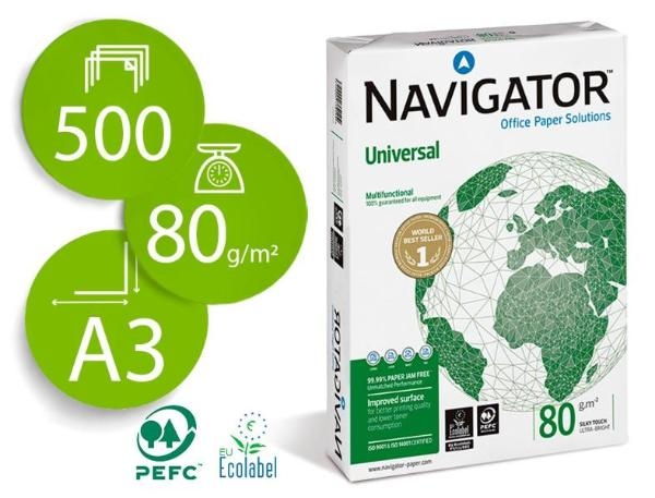 PAPEL MULT.BLANCO A3/80g NAVIGATOR P/500