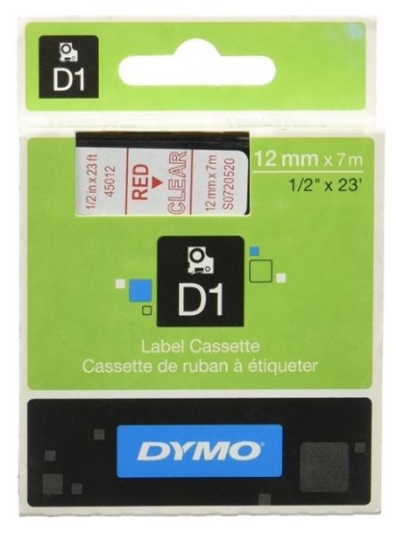 CINTA DYMO D1 12mm x 7m ROJ/TRA.S0720520