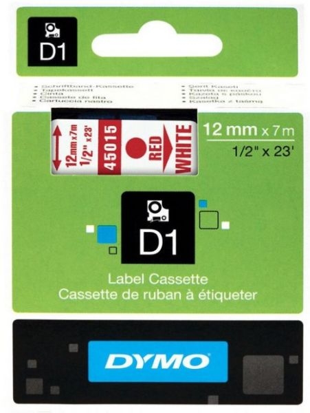 CINTA DYMO D1 12mm x 7m ROJ/BLA.S0720550