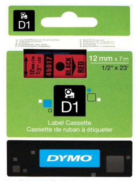CINTA DYMO D1 12mm x 7m NEG/ROJ S0720570