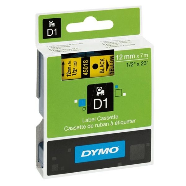 CINTA DYMO D1 12mm x 7m NEG/AMA.S0720580