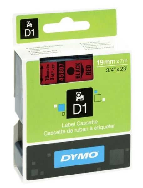 CINTA DYMO D1 19mm x 7m NEG/ROJ S0720870