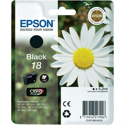 ORIGINAL EPSON 18 C13T18014010 NEGRO